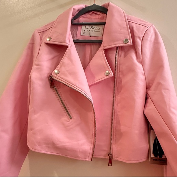Cavalini Women's Pink Leather Jacket - Picture 2 of 6